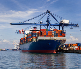 Egyptian granite containers on board vessel